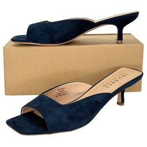 Journee Collection Larna Navy Microfiber Womens Low Top Heels Size 9.5M